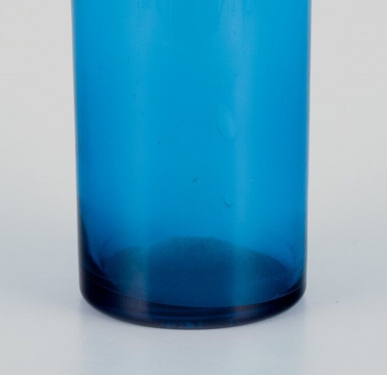 Nanny Still for Riihimäen Lasi Finland Bottle in petroleum blue art glass