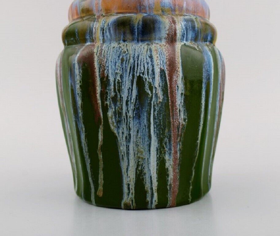 European studio ceramicist Unique vase in glazed ceramics Mid-20th C