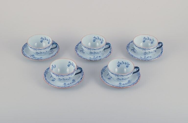 Rörstrand Sweden Set of six "Ostindia" coffee cups and saucers in faience