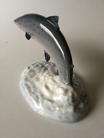 Royal Copenhagen Figurine of Leaping Salmon on Base No 5456