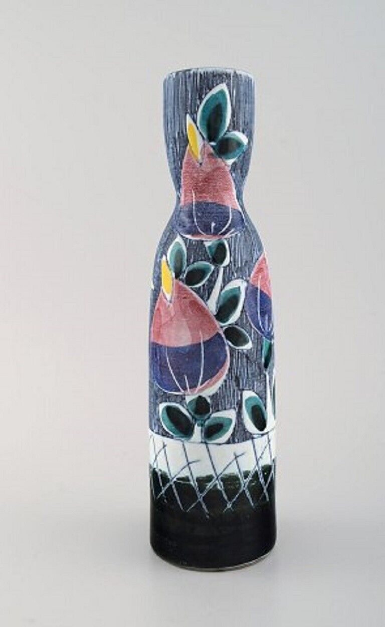 Tilgmans Sweden Vase in glazed ceramics with young woman 1960's