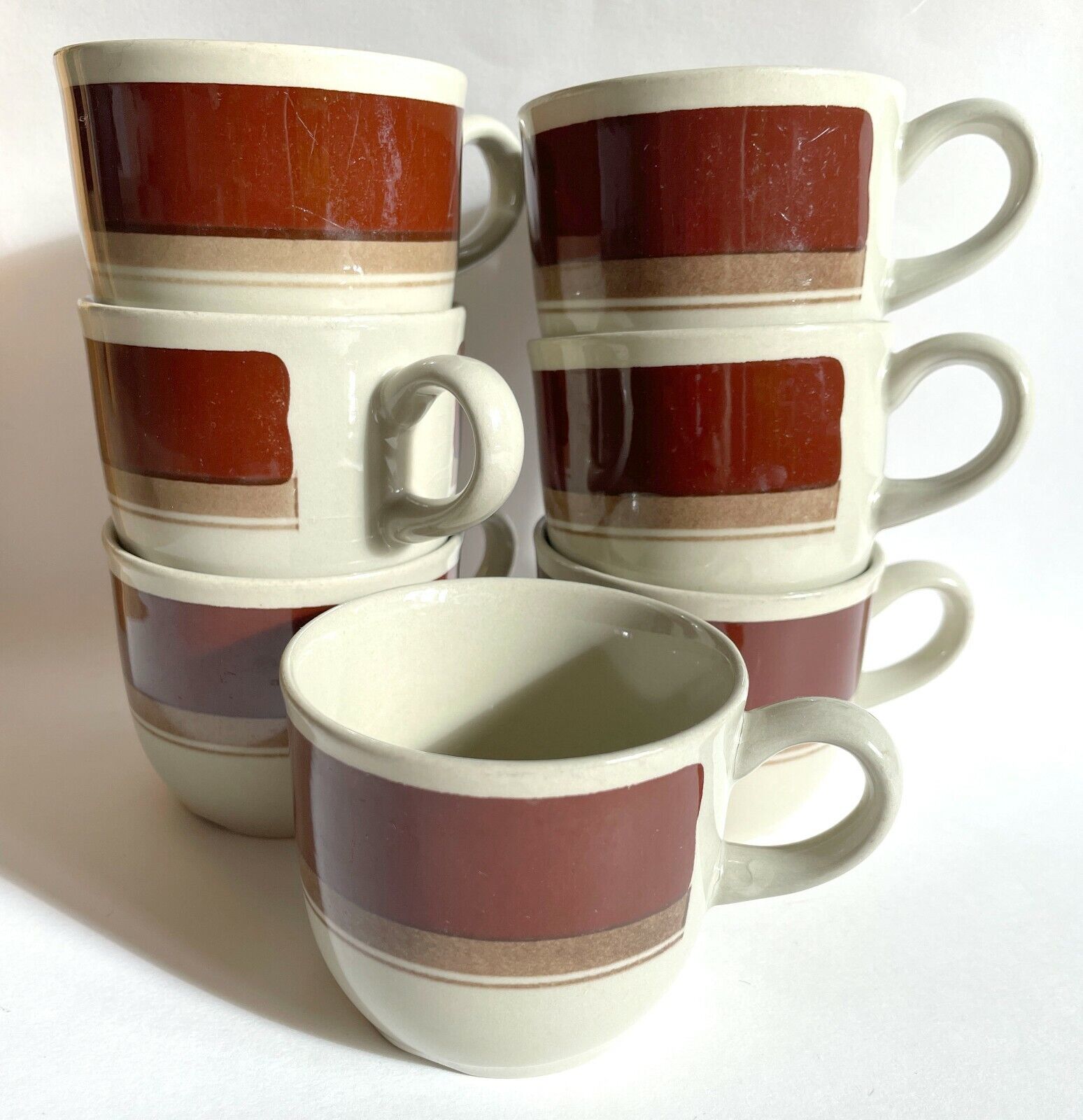 Vintage Figgjo Norway Rolf Design Dovre ceramic 7 coffee cups handpainted