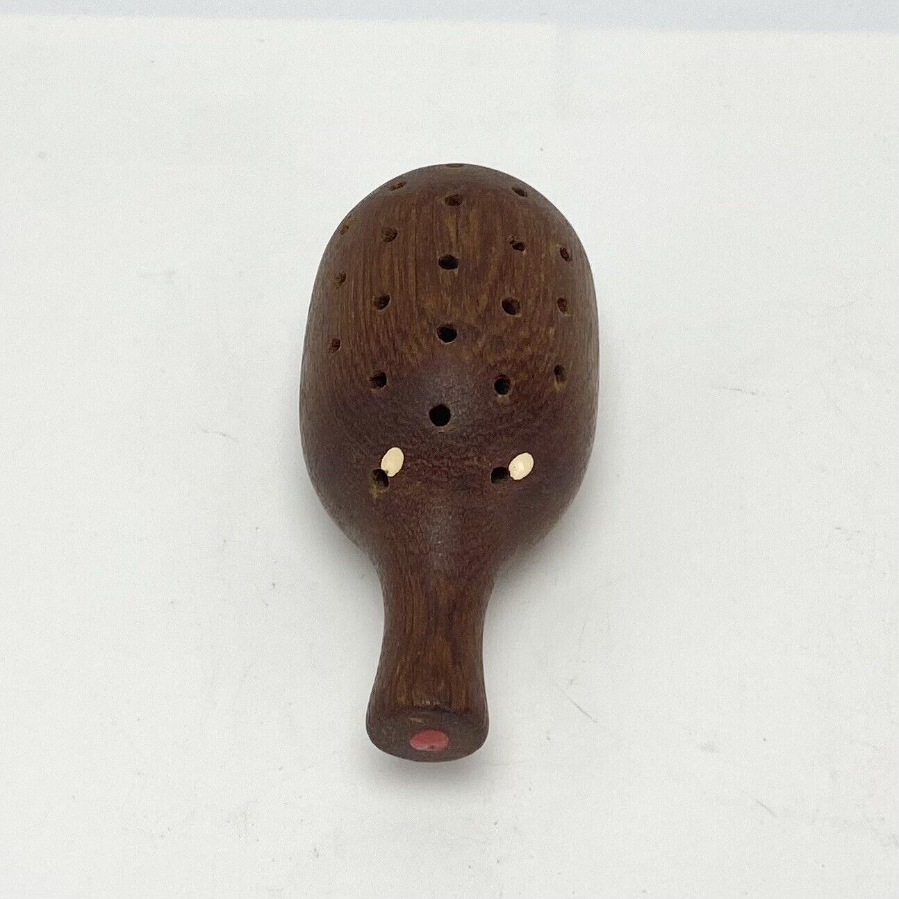 Vtg Danish Modern MCM Teak Wood Toothpick Holder Porcupine Hedgehog Decor Bar