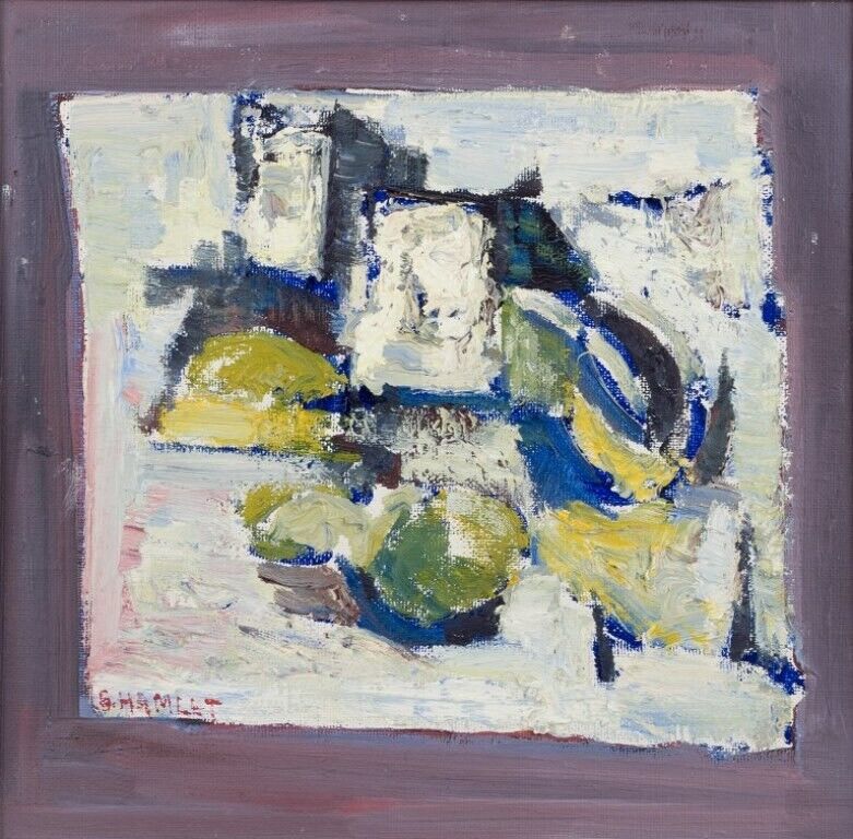 S Hamlet Swedish artist Oil on board Abstract composition 1971