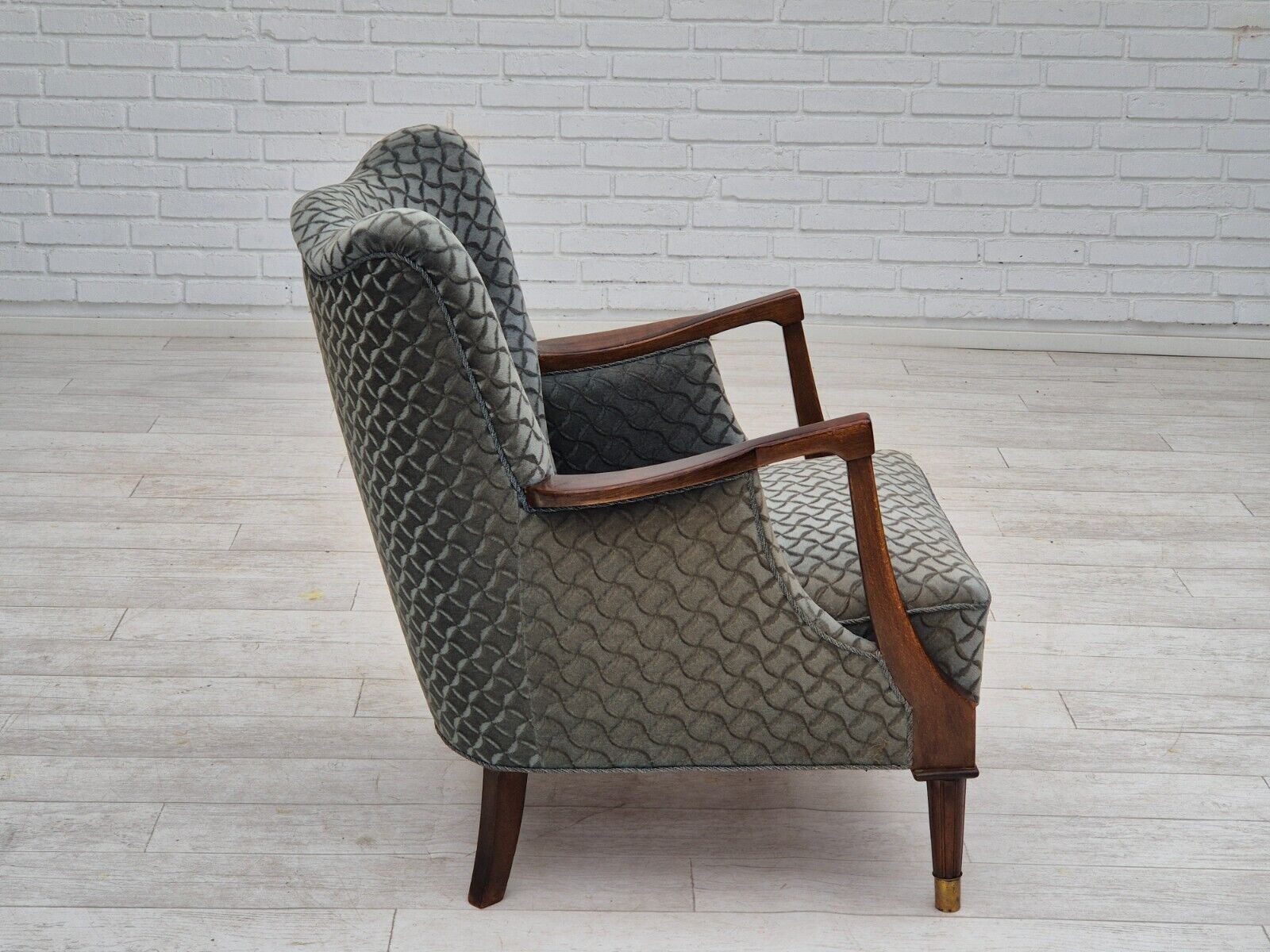 1960s Danish armchair original very good condition furniture velour beech