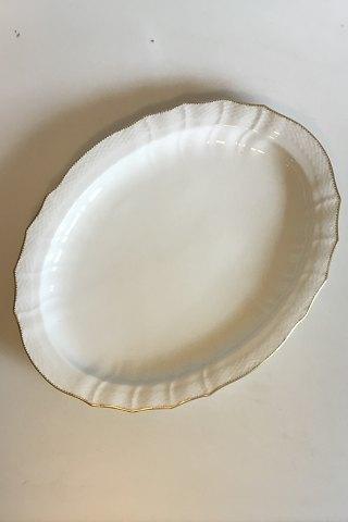 Royal Copenhagen Oval Serving Dish White Curved with serrated Gold edge (Pattern