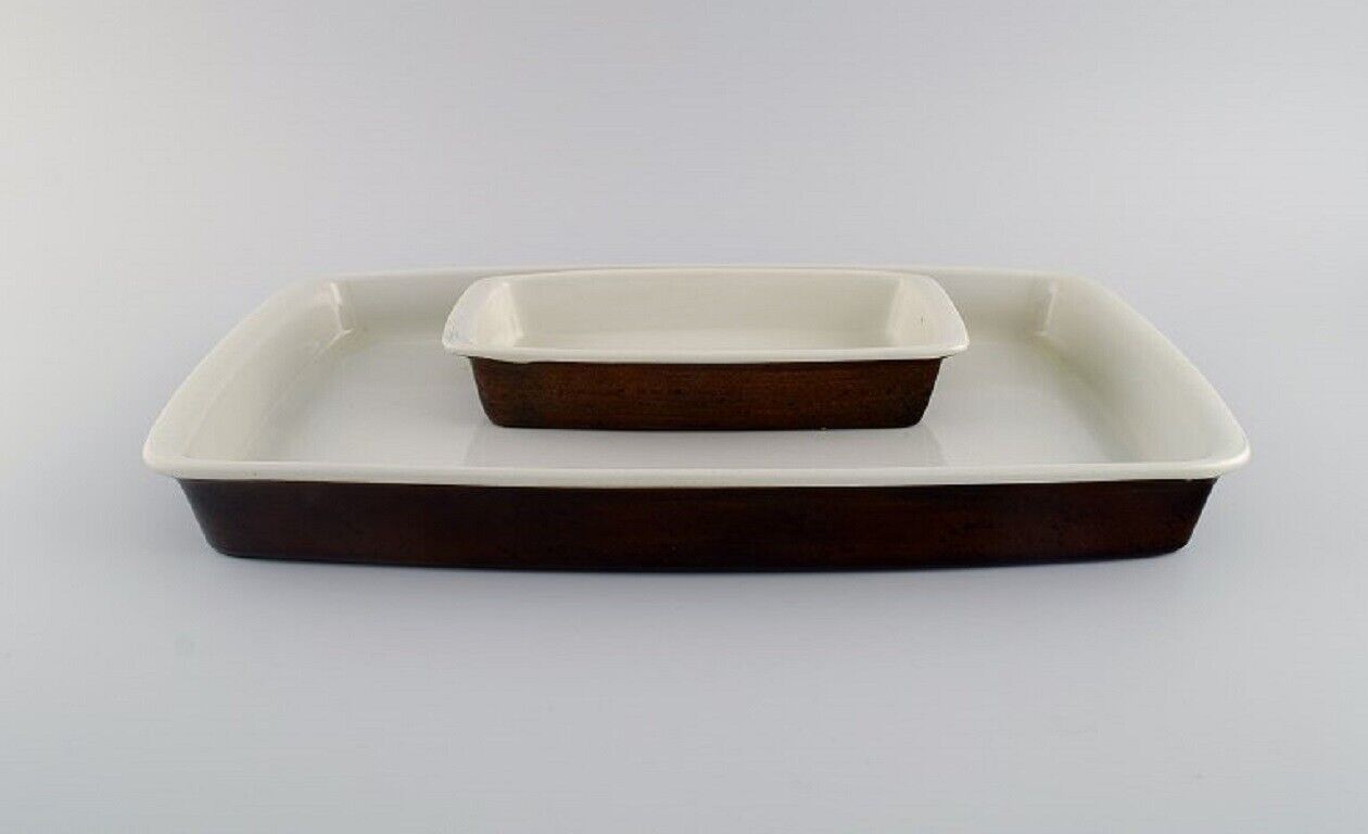 Stig Lindberg for Gustavsberg Two Coq serving dishes in glazed stoneware