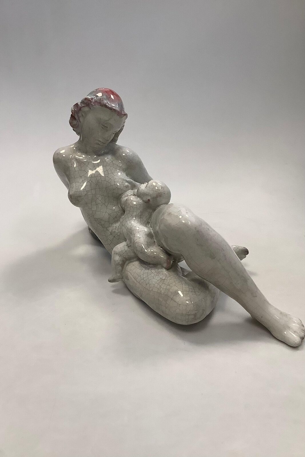 Michael Andersen Stoneware Figure of Young Lady with Child