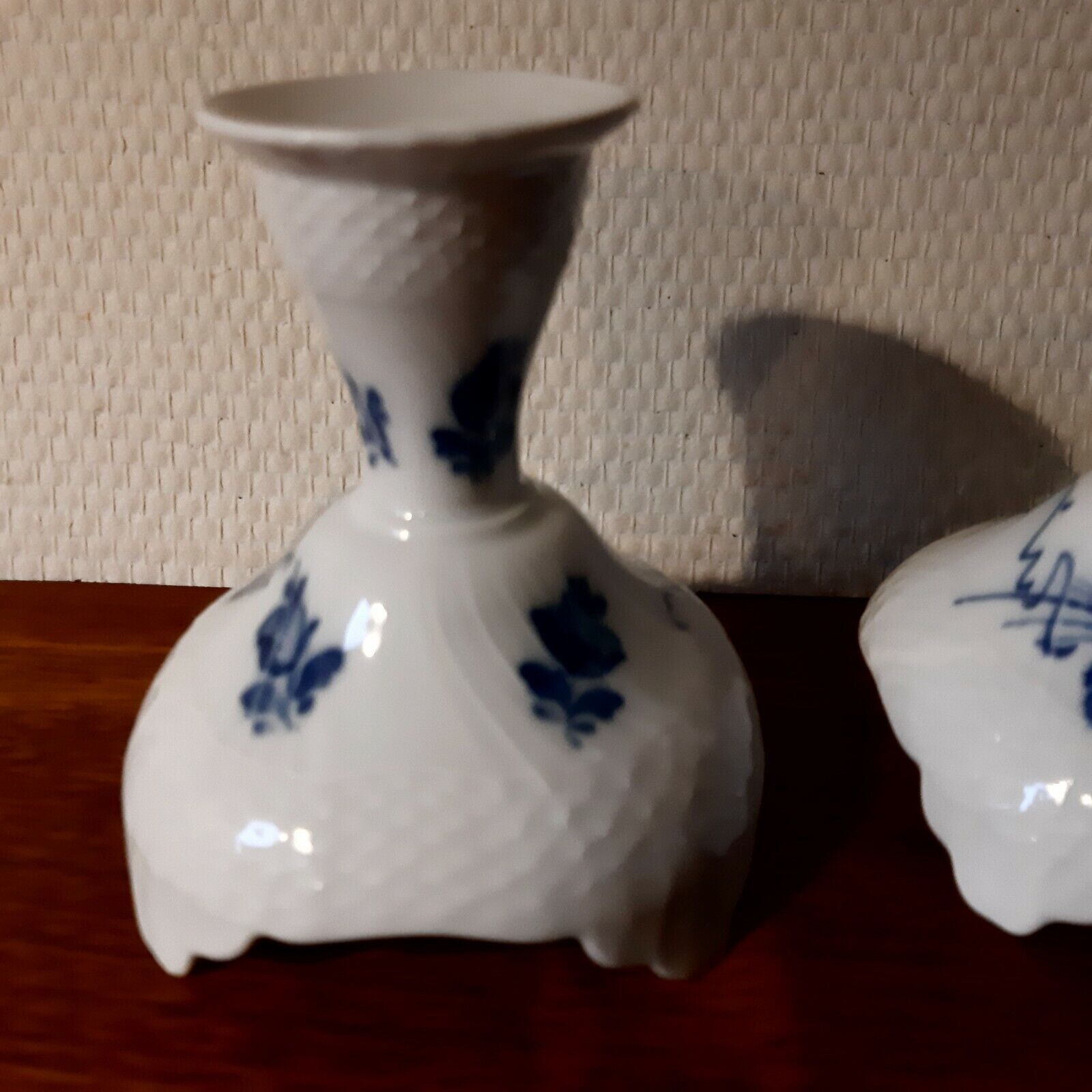 PAIR of Candle Sticks BLUE FLOWER CURVED Royal Copenhagen # 10-503 (10-1711) 1st