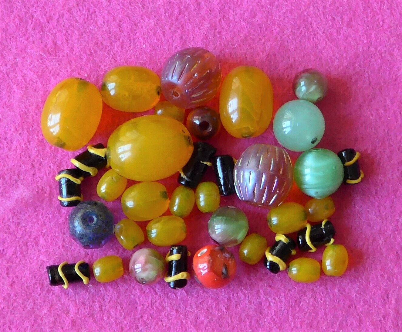 VINTAGE MIX ALL SORTS GLASS beads and RHINESTONE metal spacers etc ( 25 )