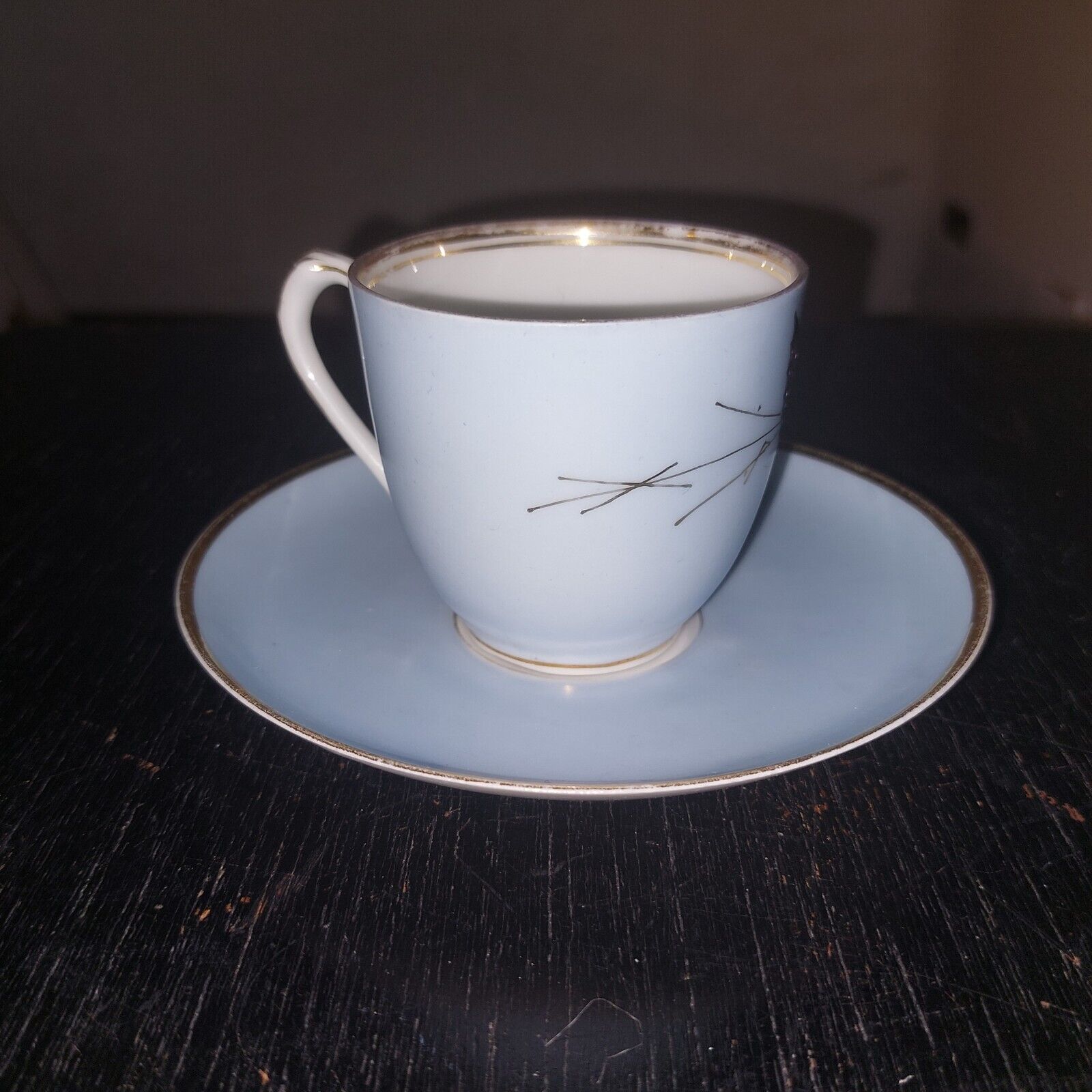 Art Nouveau porcelain cup and saucer from BG with butterfly decoration c 1900