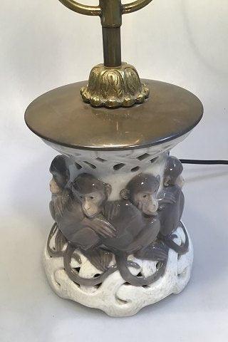 Royal Copenhagen Art Nouveau Table Lamp Monkey-motif No 796/377