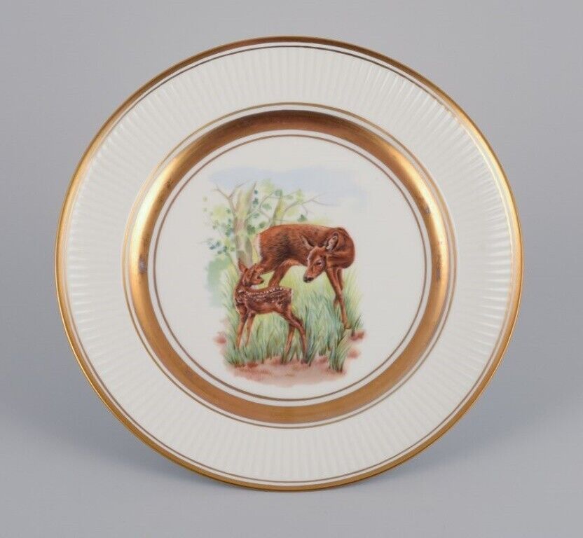 Royal Copenhagen six Fauna Danica style dinner plates in porcelain 1960s