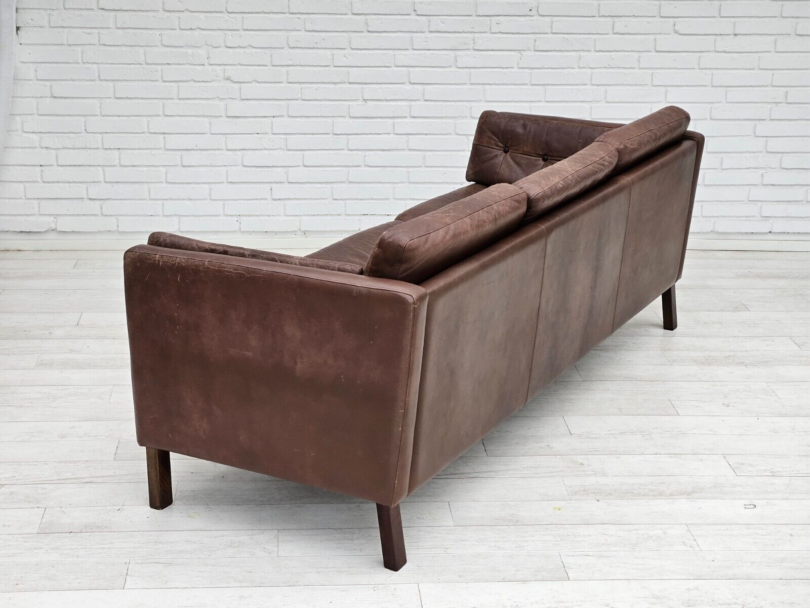 1970s Danish 3-seater classic sofa original brown leather