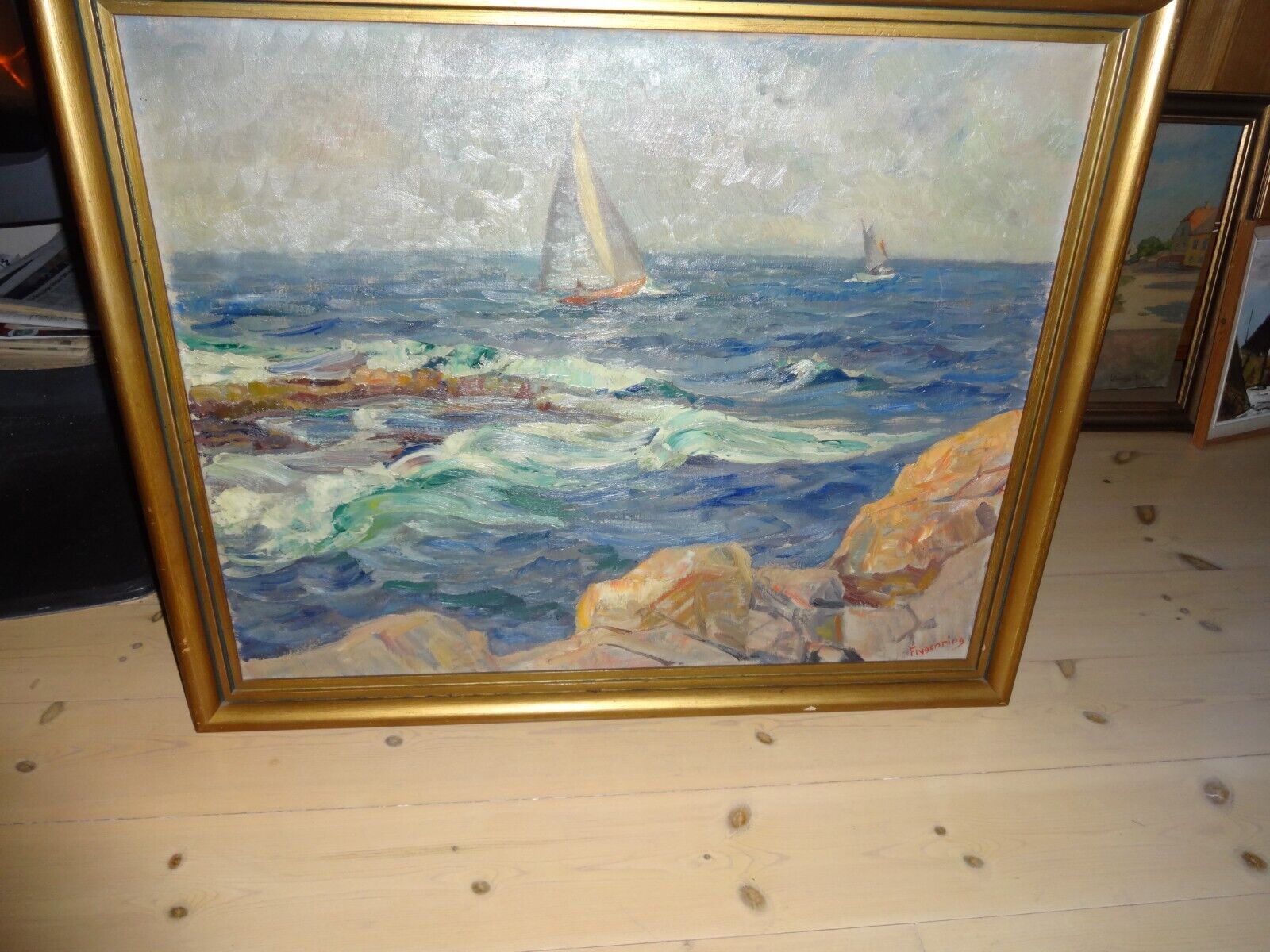 Danish oil painting Bornholm by Hans Flygenring