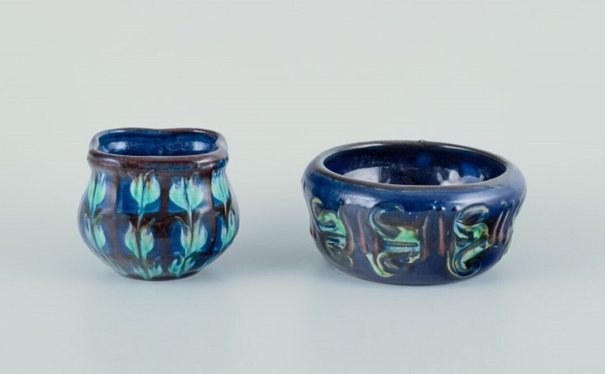 Nils Kähler for Kähler Small ceramic bowl and small vase with turquoise glaze