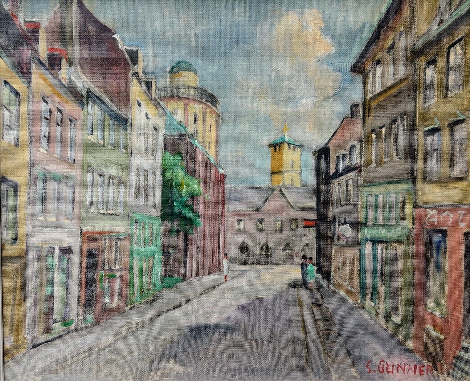 Svend Gunner (XX) SCENE FROM COPENHAGEN original oil painting