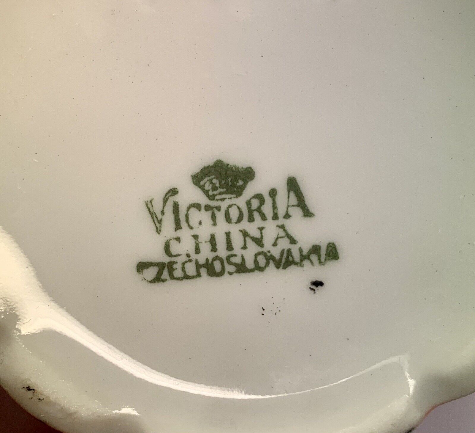 Vtg Victoria China porcelain bowl and cream pitcher orange black Czechoslovakia