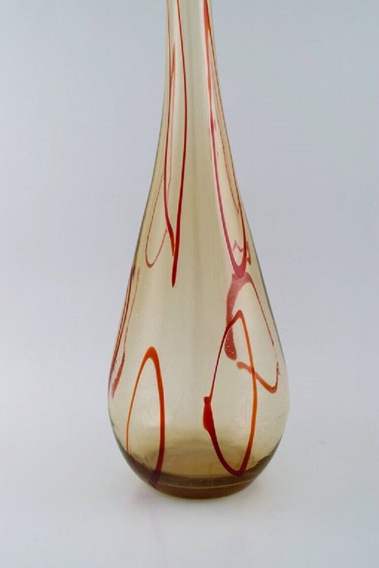 Large Murano floor vase in smoky and red mouth blown art glass Italian design