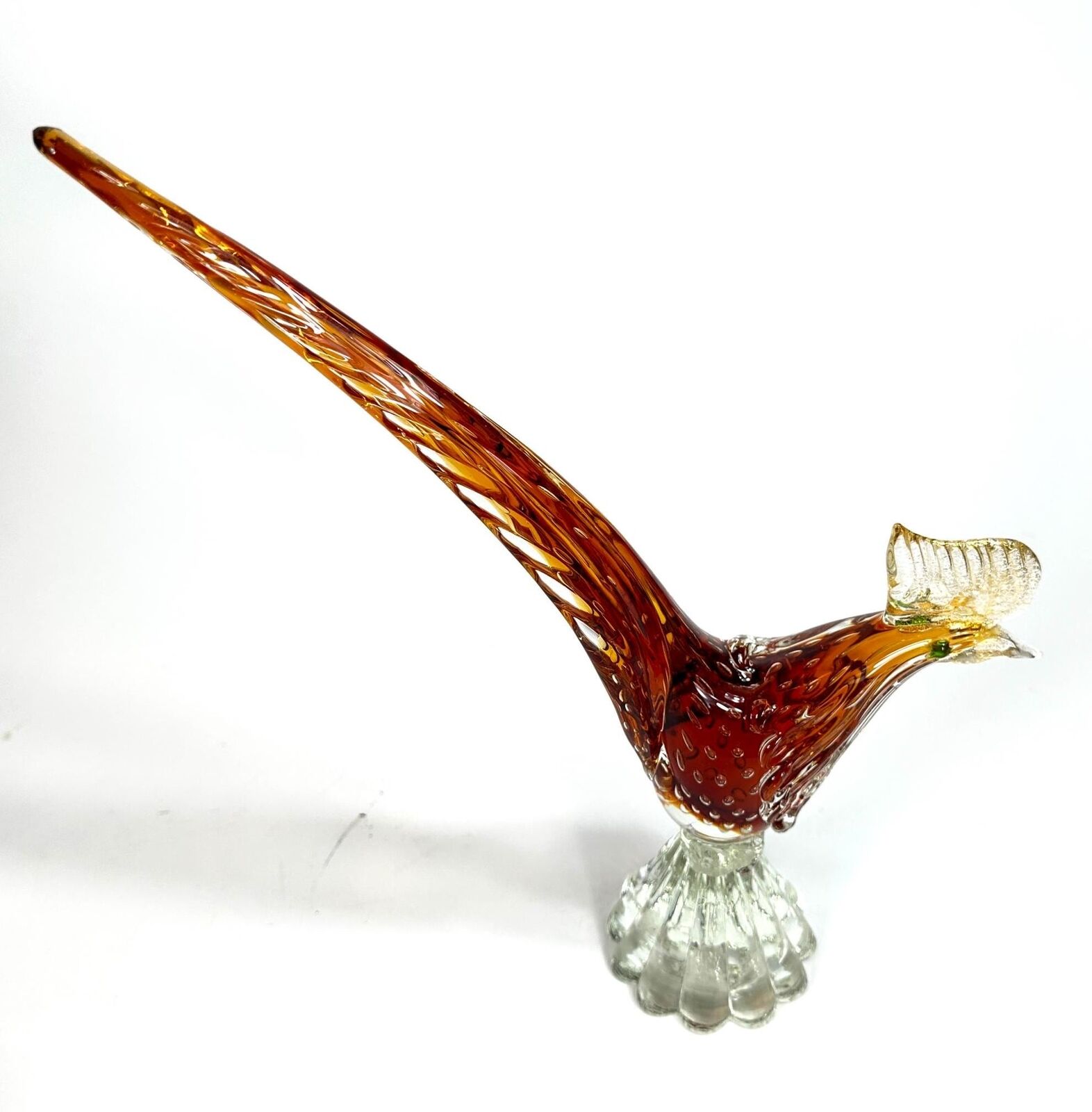 Vintage Murano glass Pheasant figurine 33 cm - mid century bird sculpture with