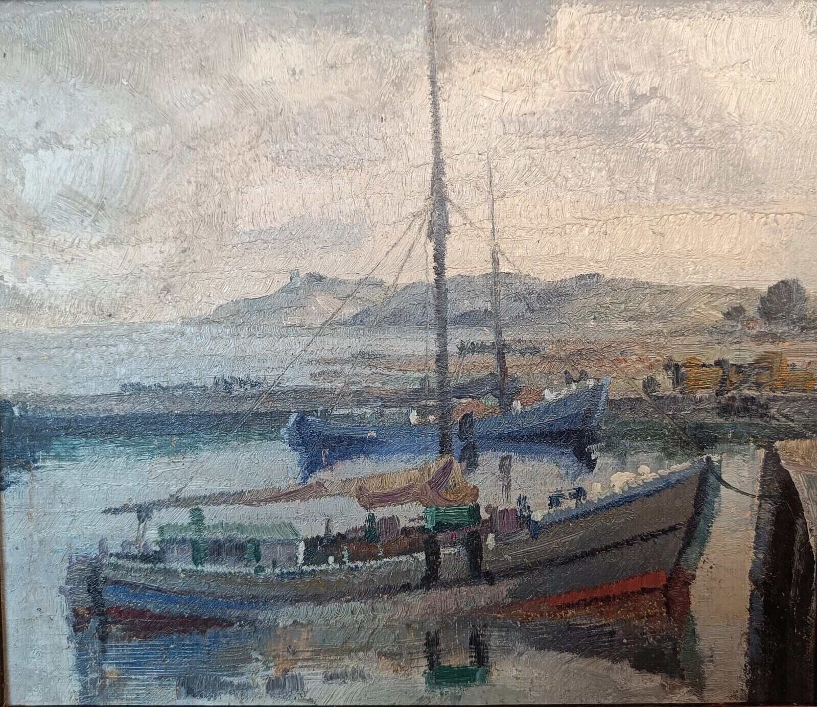 Sailboat port Oil painting