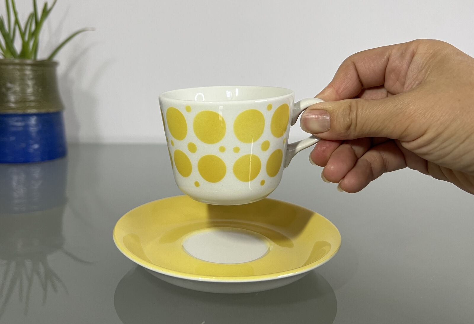 Arabia POP Yellow Coffee Cup Set by Göran Bäck