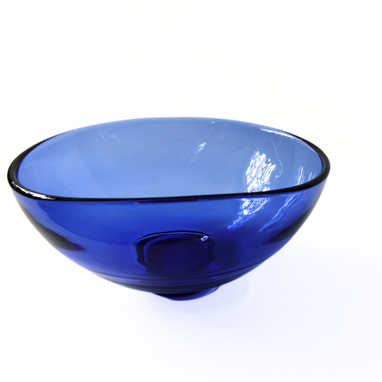 Vintage large blue glass bowl from Reijmyre Sweden mid-century