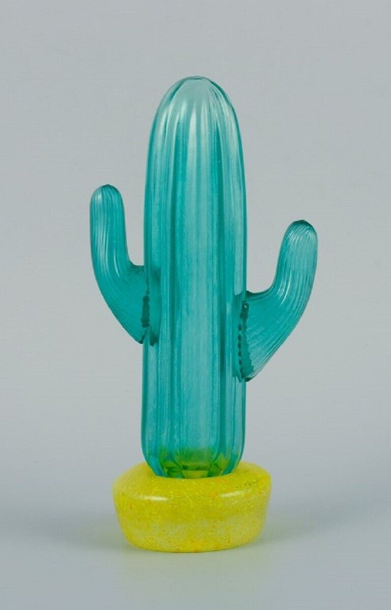 Gunnel Sahlin for Kosta Boda Cactus in turquoise art glass Approx 1980s