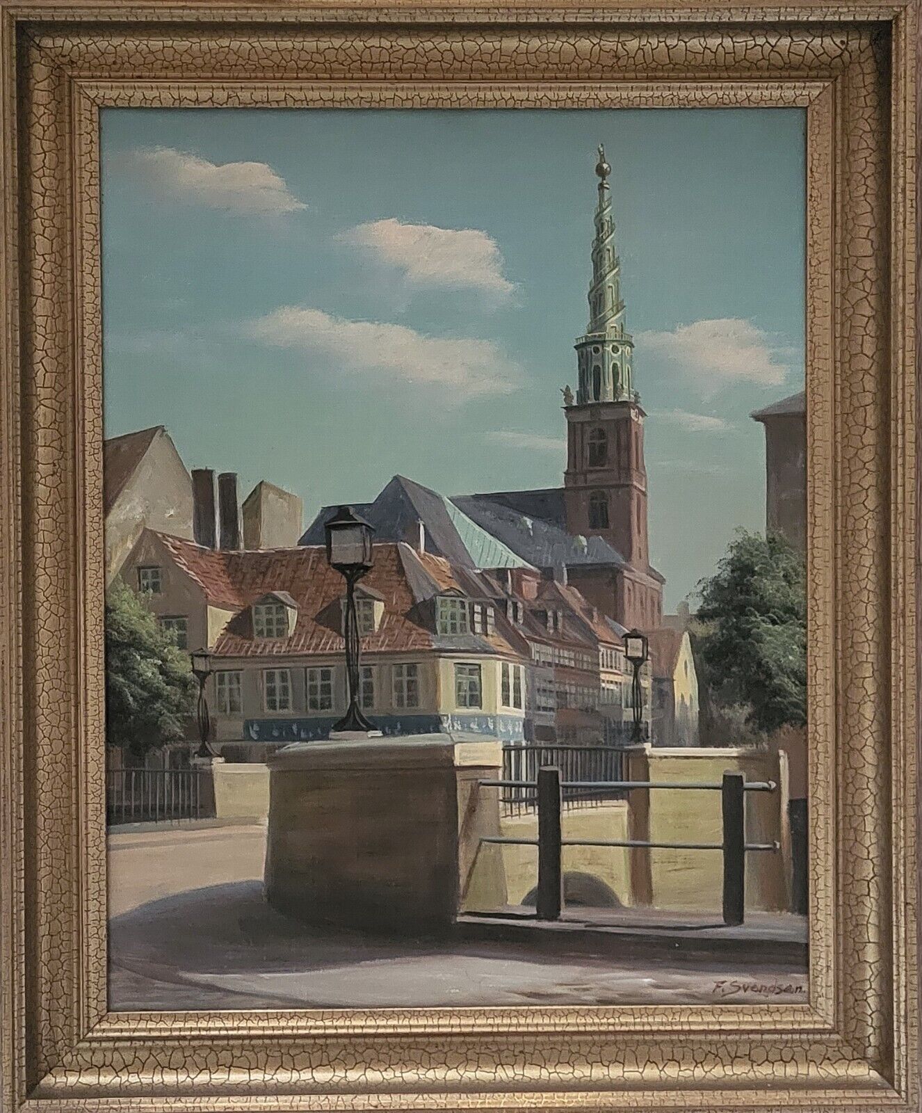 Oil painting Frederik Svendsen (1885-1975): “The Church of our Savior”