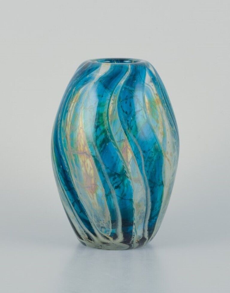 Italian glass artist unique art glass vase in modernist design  Circa 1980s