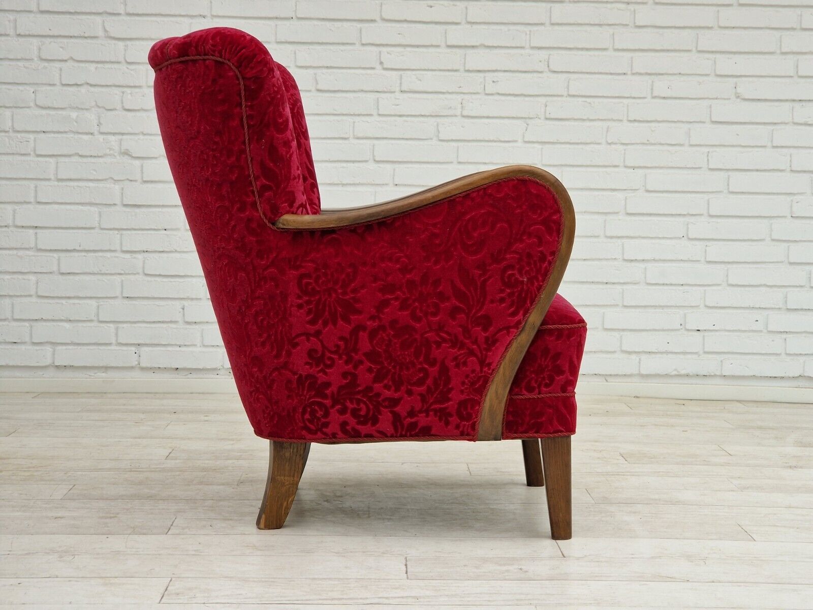 1960s Danish design by Alfred Christensen armchair in cherry red fabric