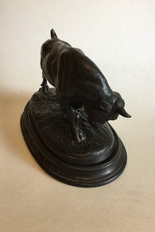 P Ibsen Black Terracotta Figurine on base of Bull Signed Lauritz Jensen 1904