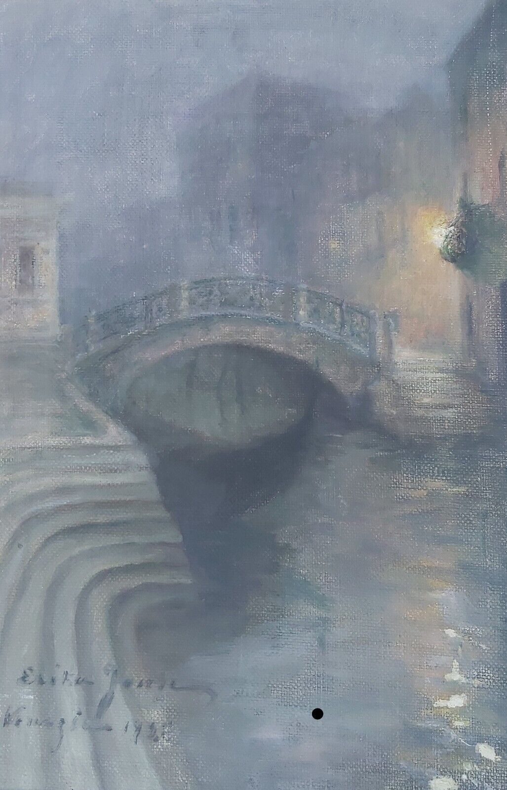 Erika Jonn (1865-1931): VENICE ON A FOGGY EVENING Original oil dated 1928