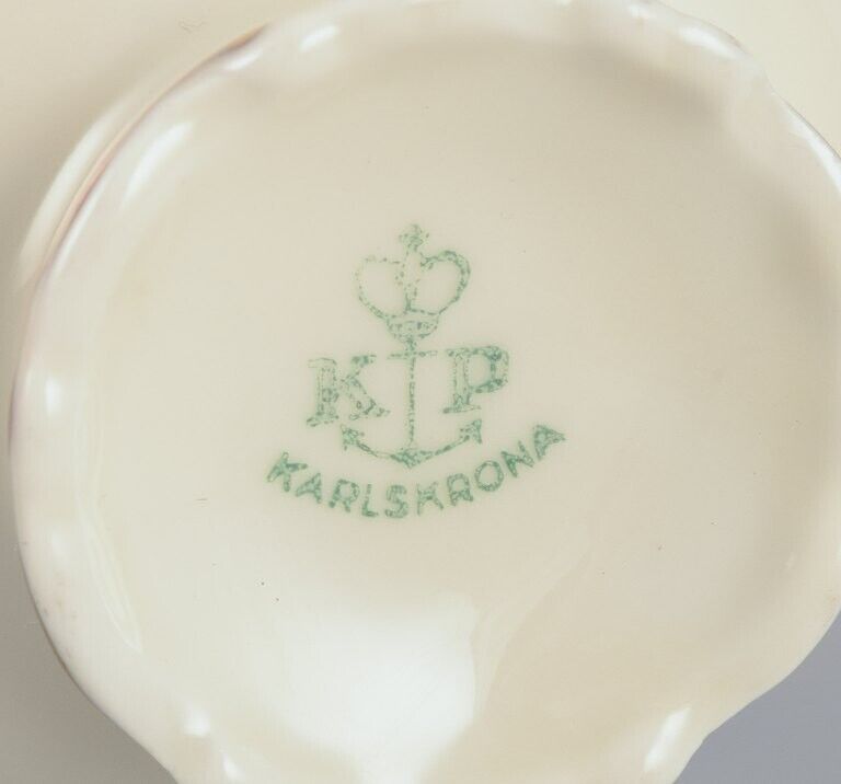 Six KP Karlskrona (Sweden) tea cups with saucers in cream-colored porcelain