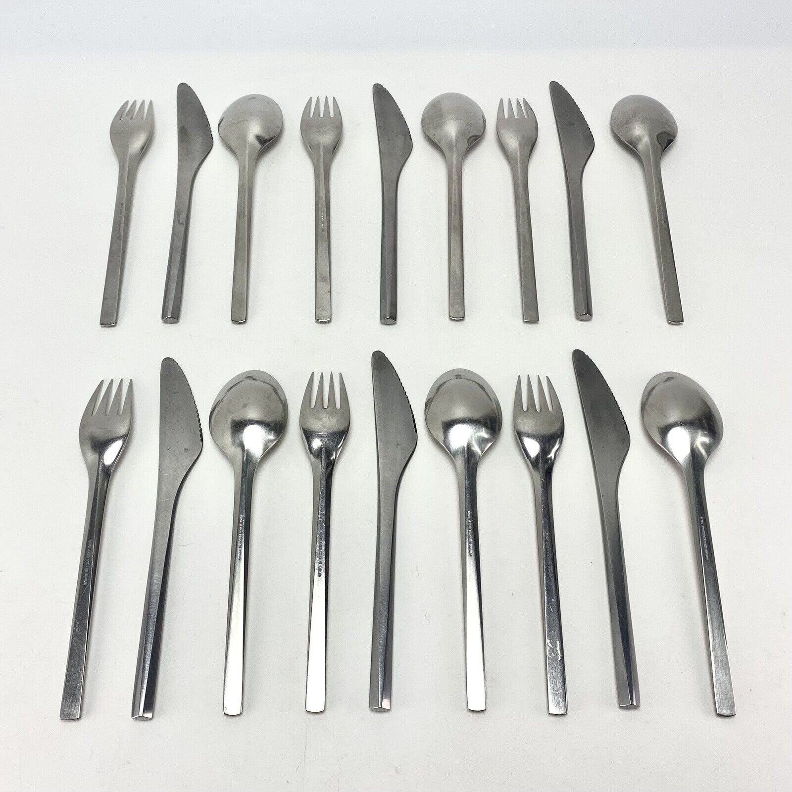 18pc 6set MCM Georg Jensen Prism Stainless Steel Lunch Flatware Holbek Dahlerup