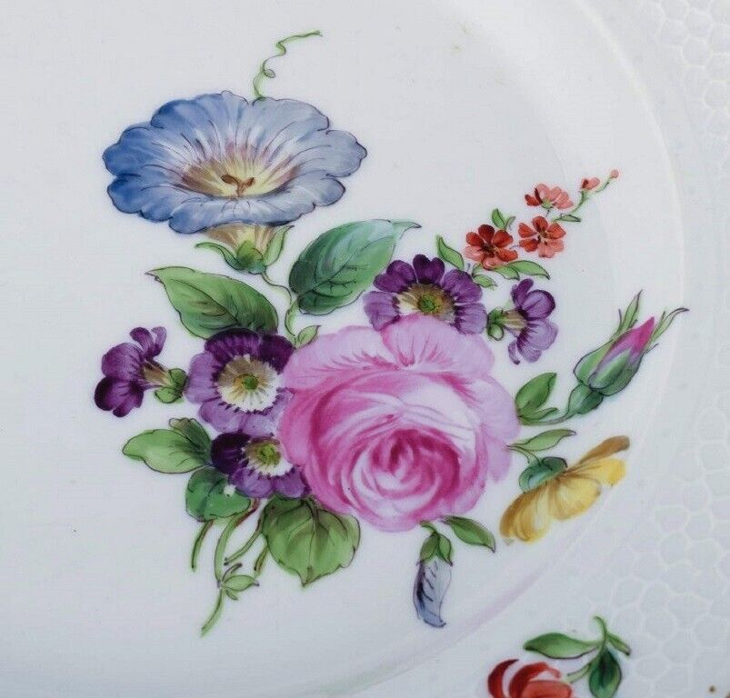 Royal Copenhagen Sachian Flower Four dinner plates with hand-painted flowers