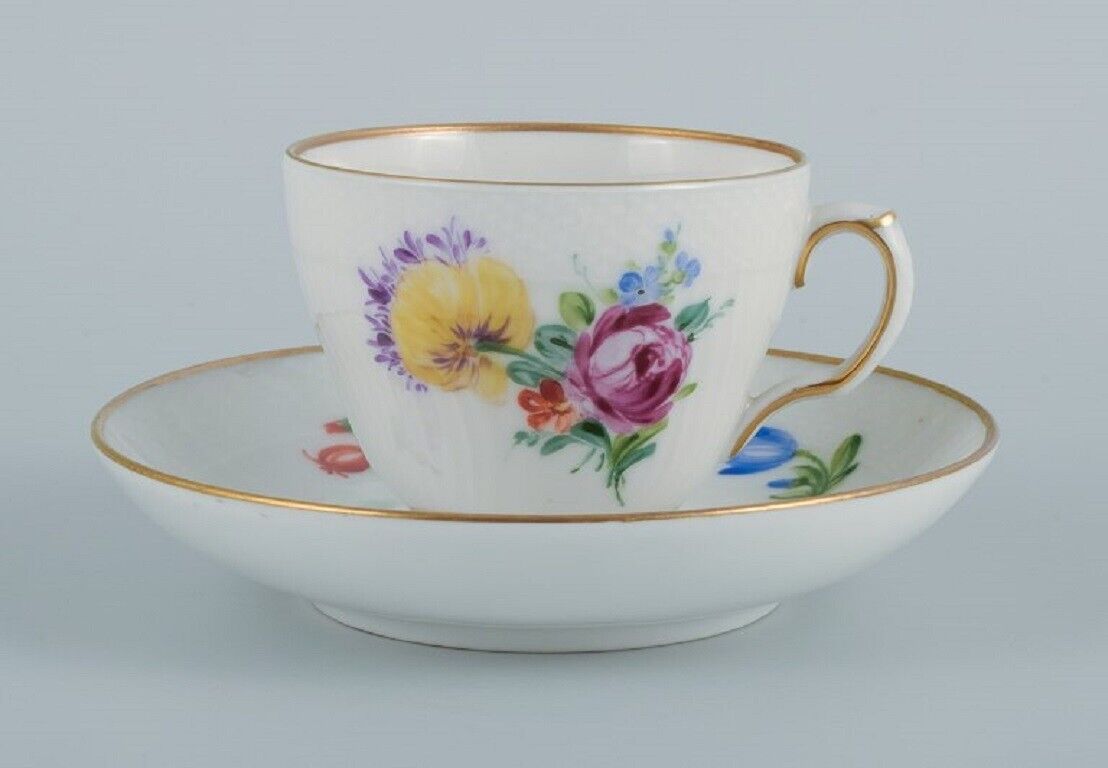 Royal Copenhagen Saxon Flower  Five coffee cups with saucers  Early 20th C