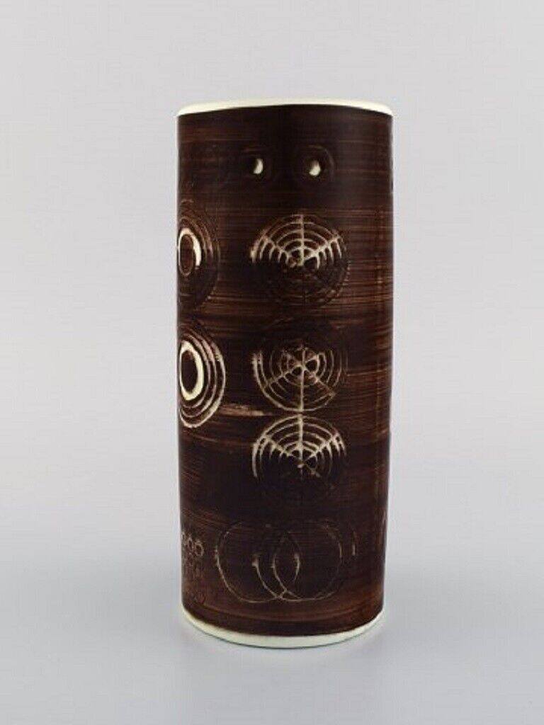 Olle Alberius for Rörstrand Sarek vase in hand-painted glazed ceramics