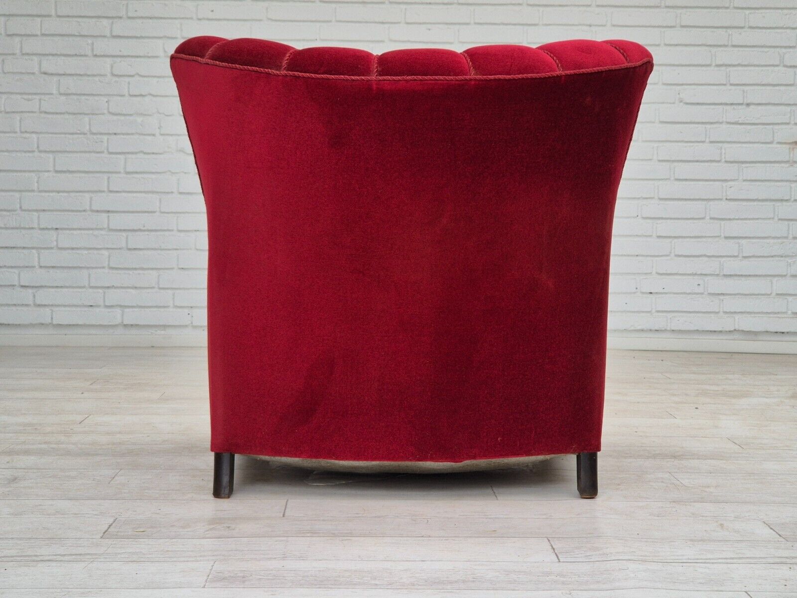 1950s Danish armchair with footstool furniture velour ash wood