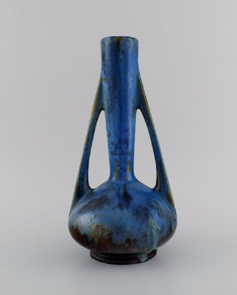 Pierrefonds France Vase with handles in glazed stoneware