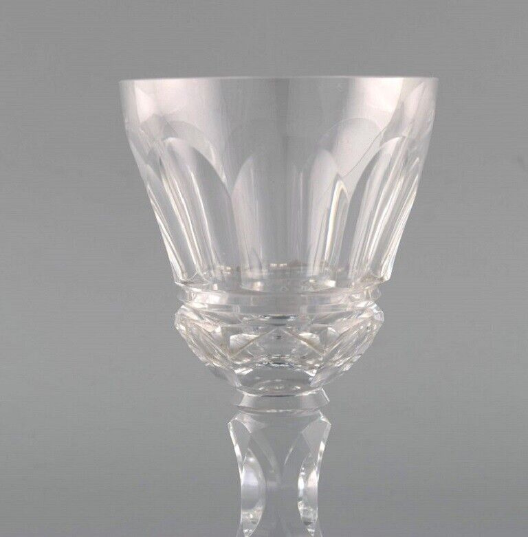 Baccarat France Seven Art Deco white wine glasses in crystal glass