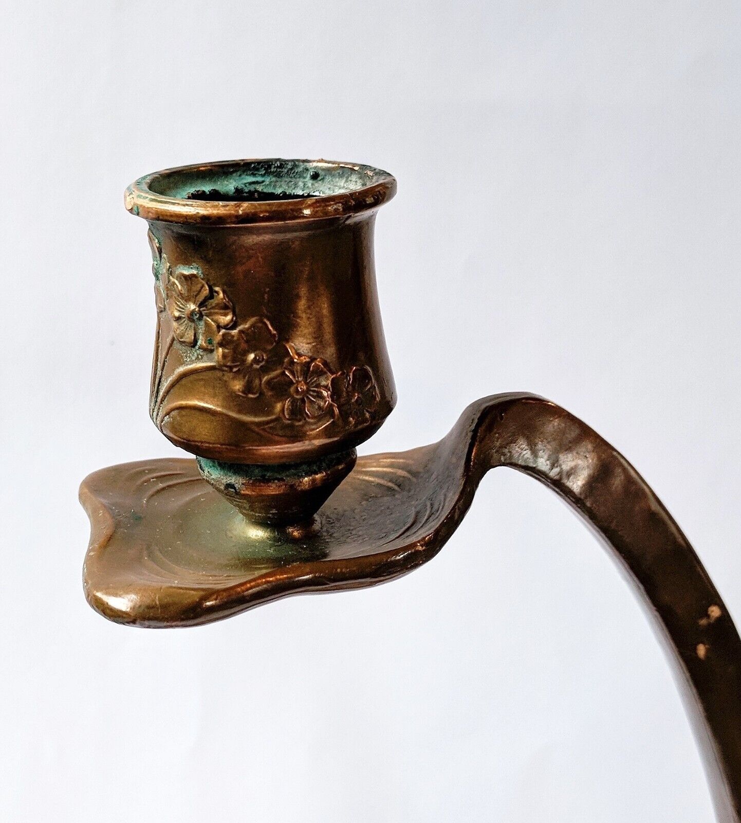 Splendid Designed Early 20th c Art Nouveau Copper Candlestick 92in
