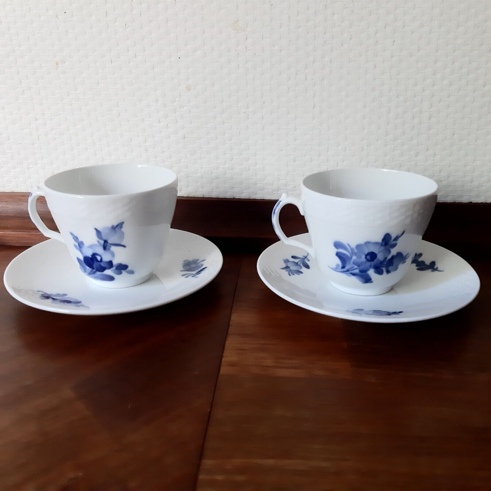 2 x ESPRESSO SETS BLUE FLOWER Braided  # 10- 8046 Royal Copenhagen 1956  1958 1