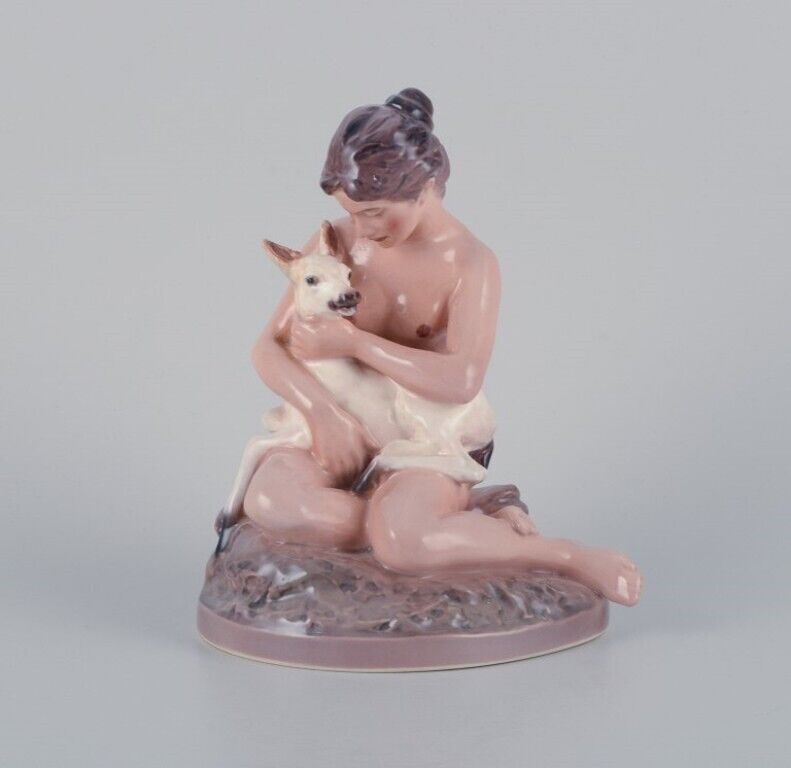 Dahl Jensen porcelain figurine girl with a fawn