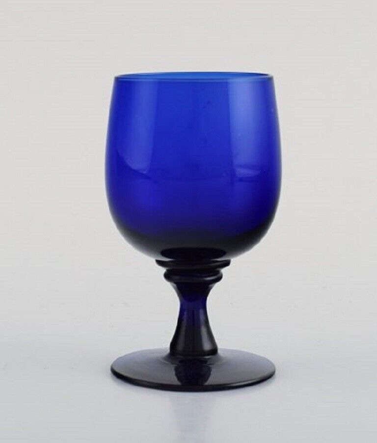 Monica Bratt for Reijmyre Eight sherry glasses in blue art glass 1950's