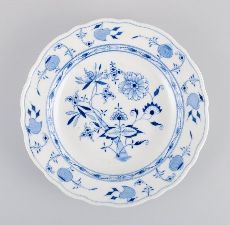 Stadt Meissen three deep plates - Blue Onion pattern Hand painted 1930s