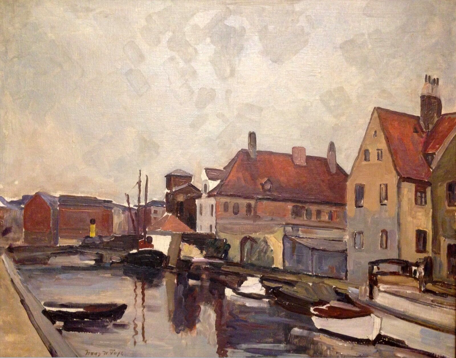 Hans H Toft (1902-1977): SMALL CANAL HARBOR