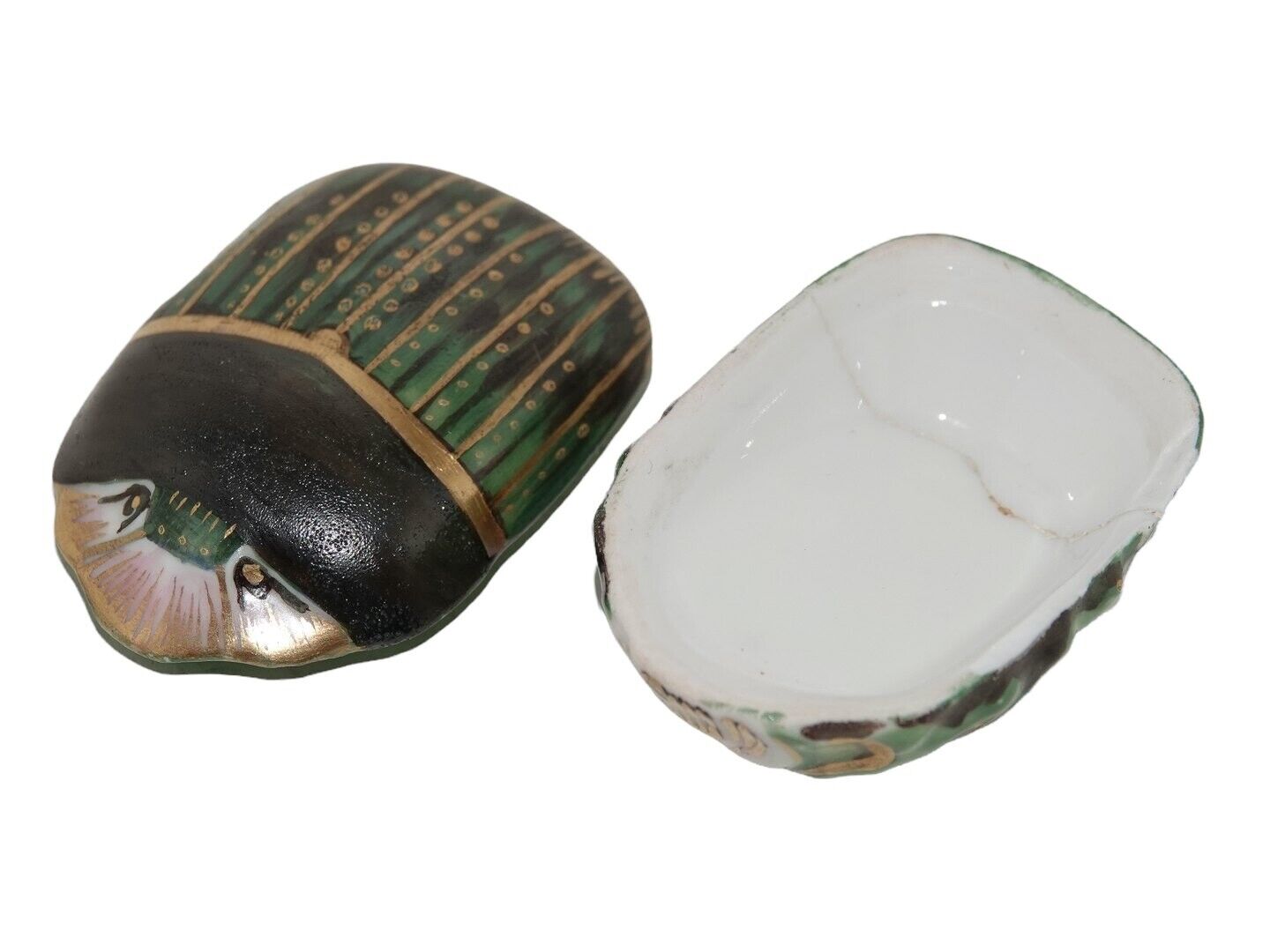 Royal Copenhagen small scarab overglaze box from around 1820 to 1850