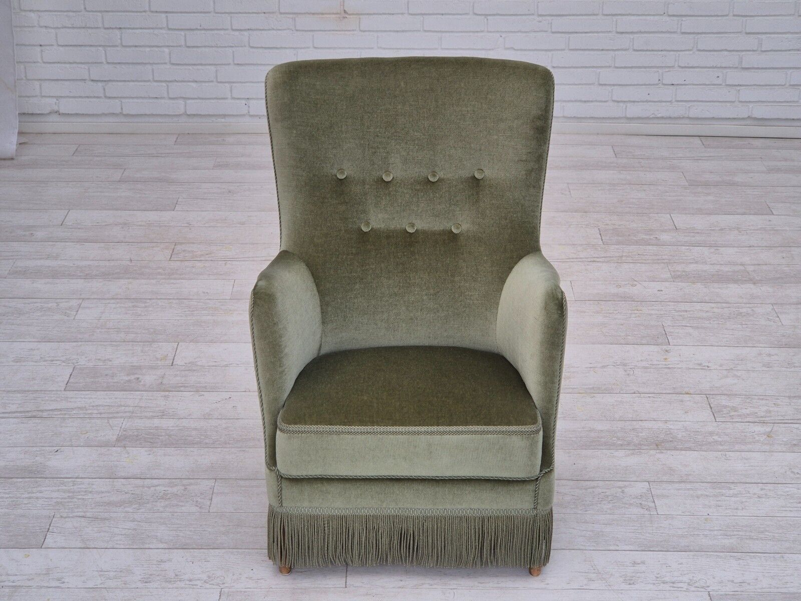 1970s Danish armchair velour beech wood original excellent condition