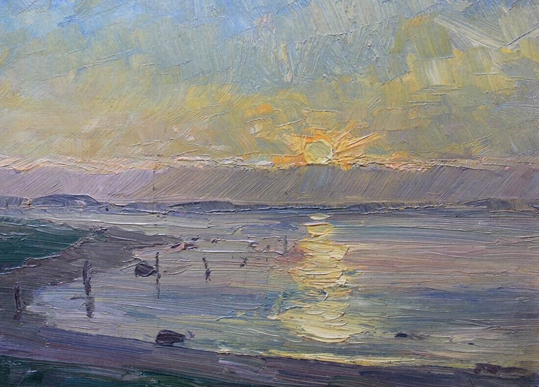 Frederik Larsen-Saersloev Sunrise over a bay May 1924 Pupil of PS Kroyer